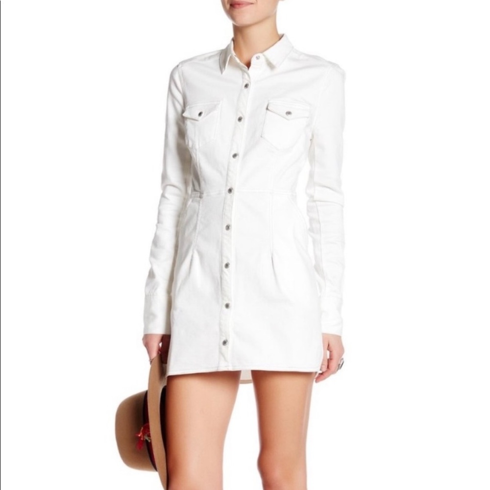 Free People white denim minidress